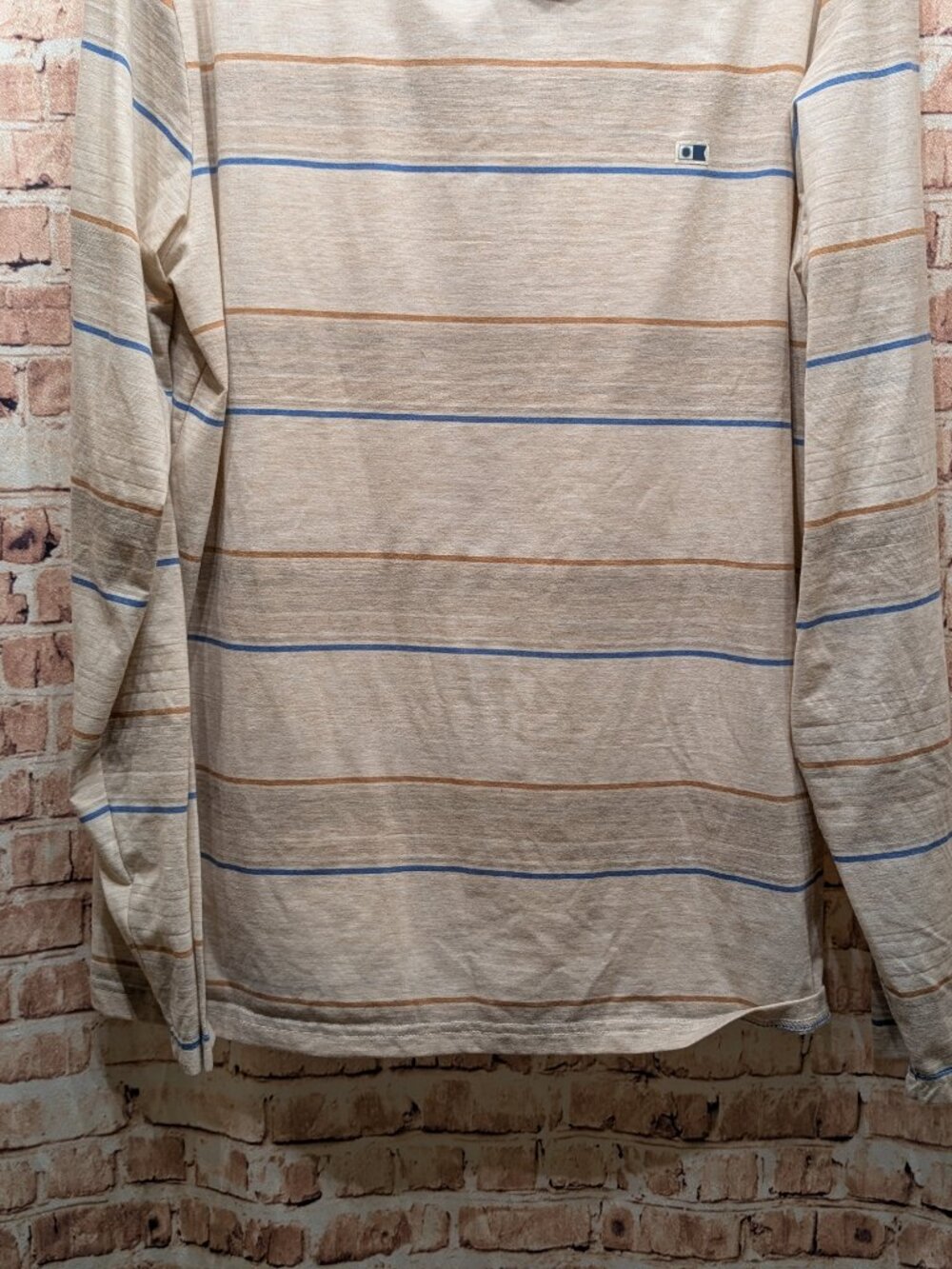 Salty Crew Striped Beige Hooded Long Sleeve Tee with Subtle Logo Size Large - Picture 2 of 15
